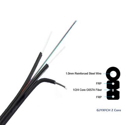 FRP 강도 부재와 야외 2 핵심 FTTH 광 섬유용 드롭 케이블