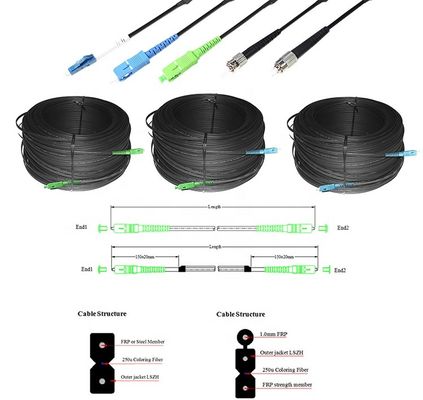 점퍼 야외 FTTH 드롭 케이블, G657A 섬유 광 패치 코드