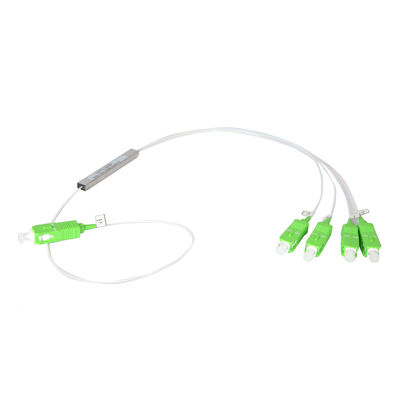 섬유 PLC 1x4 광 분배기, SC APC 극소 스틸 튜브 분배기