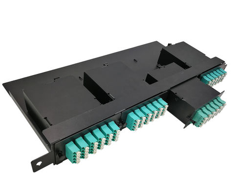 4 PC OM3 MTP-LC 카세트와 144 핵심 19 &quot; 1U MTP 섬유 MPO 플러그반