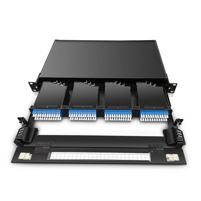 4 PC OM3 MTP-LC 카세트와 144 핵심 19 &quot; 1U MTP 섬유 MPO 플러그반