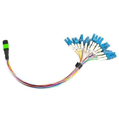 주문 제작된 섬유 케이블 조립체 12 핵심 MPO 말레 LC 섬유 0.9 밀리미터 팬아웃