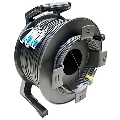블랙 아웃도어 케이블 롤러 300M 250M 200M 150M 100m LC에서 LC 섬유 패치 코드 확장 케이블 릴